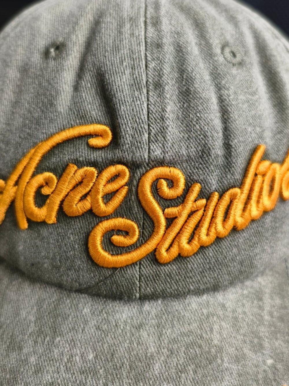 Acne Studios - Washed Green - Baseball Cap - Yellow embroidered logo - Picture 2 of 5